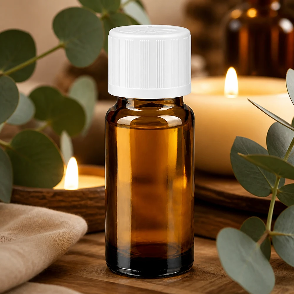 Braune Minitropfflasche 10ml mit KiSi-Deckel weiß für Aromatherapie und Naturkosmetik