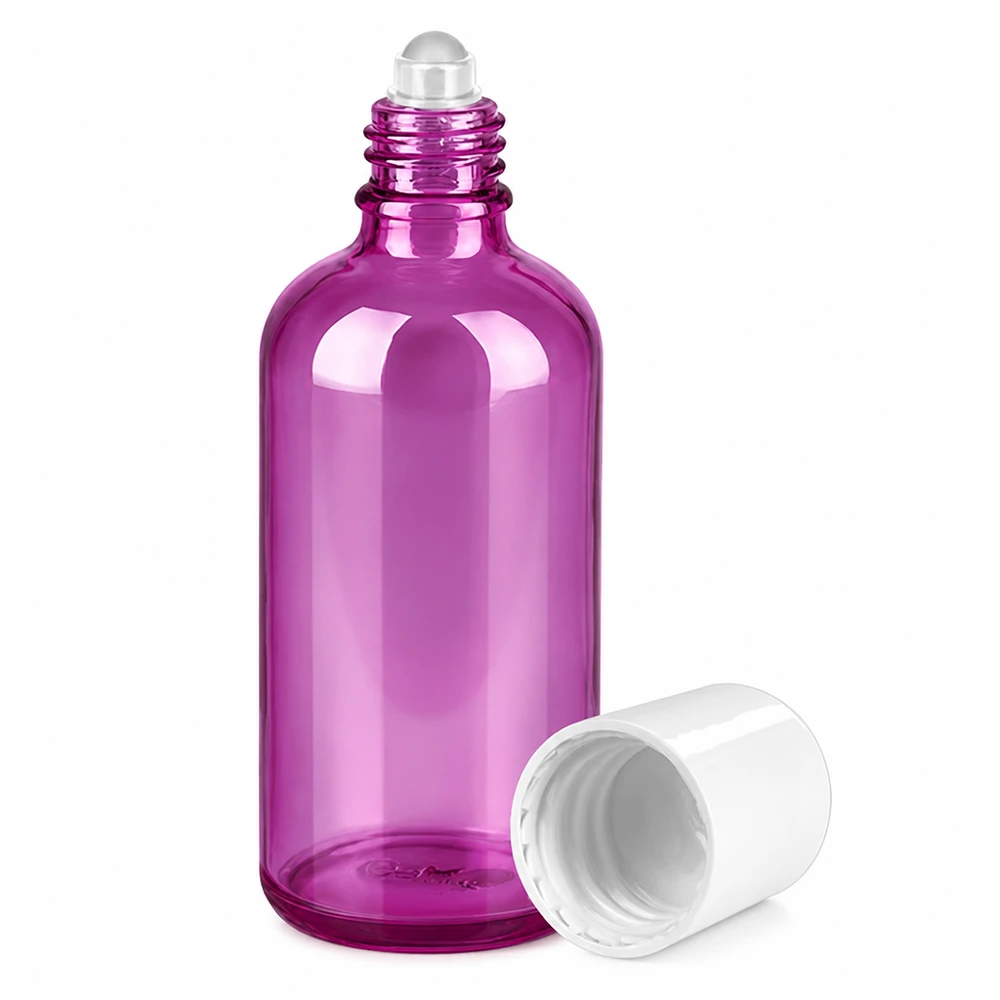 100ml lahvička s globulí bílá standardní PurpleLine UT18/100 STD PurpleLine 100ml Roll-On Flasche mit ergonomischer Form für komfortable Handhabung