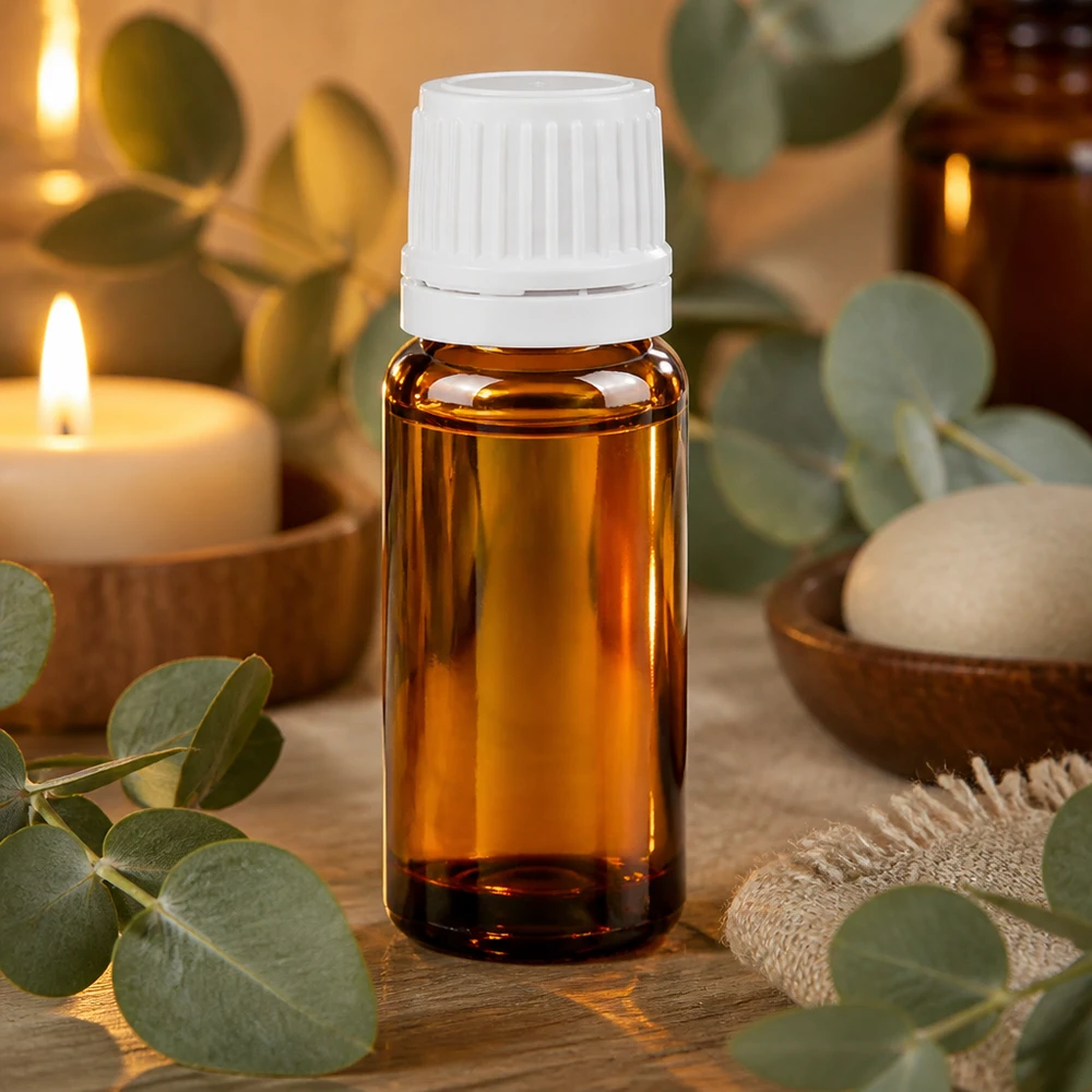 Braunglas Miniaturflasche 10ml mit manipulationssicherem weißem Kunststoffdeckel