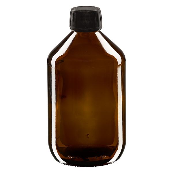 500ml lahvička na léky hnědá, černý uzávěr s kroužkem proti neoprávněné manipulaci ApoGlas 500ml lahvička na léky hnědá, černý uzávěr s kroužkem proti neoprávněné manipulaci ApoGlas