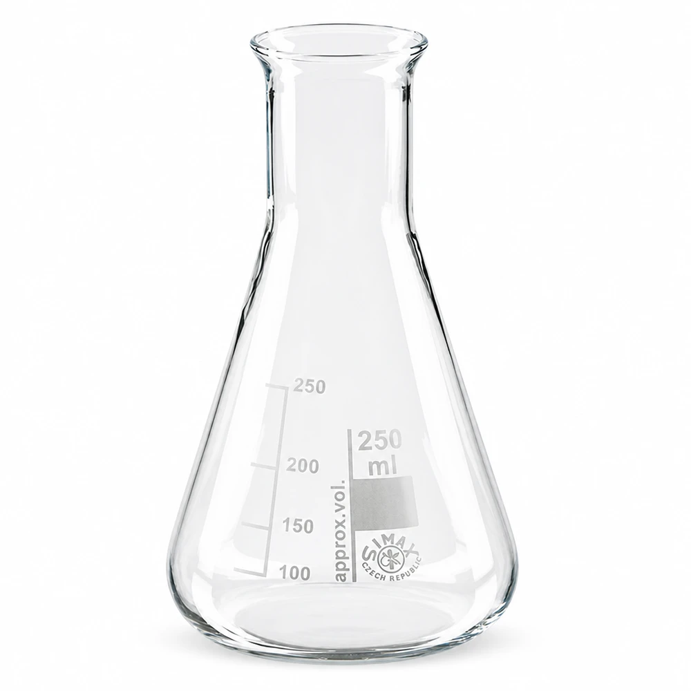 Erlenmeyerova baňka s úzkým hrdlem 250 ml Wissenschaftlicher Glaskolben 250ml Erlenmeyerform mit Enghals für Laboranwendungen