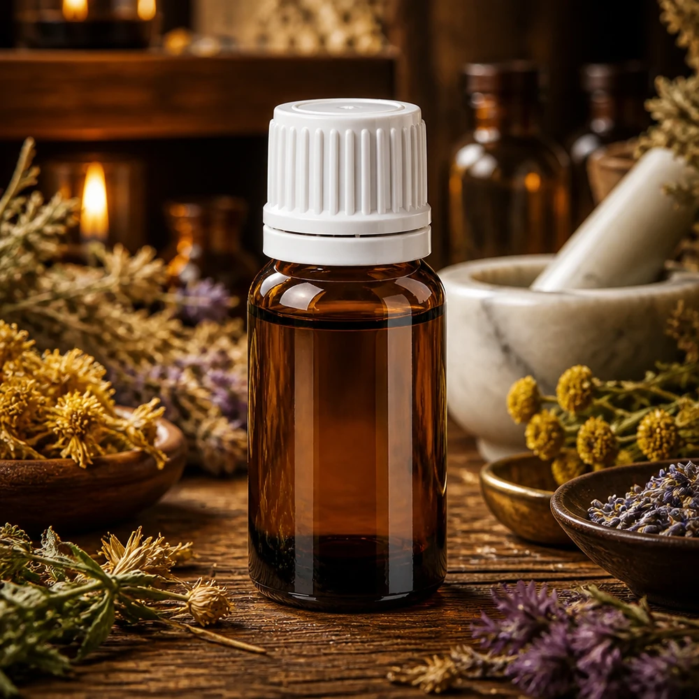 10ml lahvička 11mm šroubovací uzávěr bílý tamper evident BrownLine UT18/10 10ml braune Glasflasche mit weißem Schraubverschluss für professionelle Aromamischungen