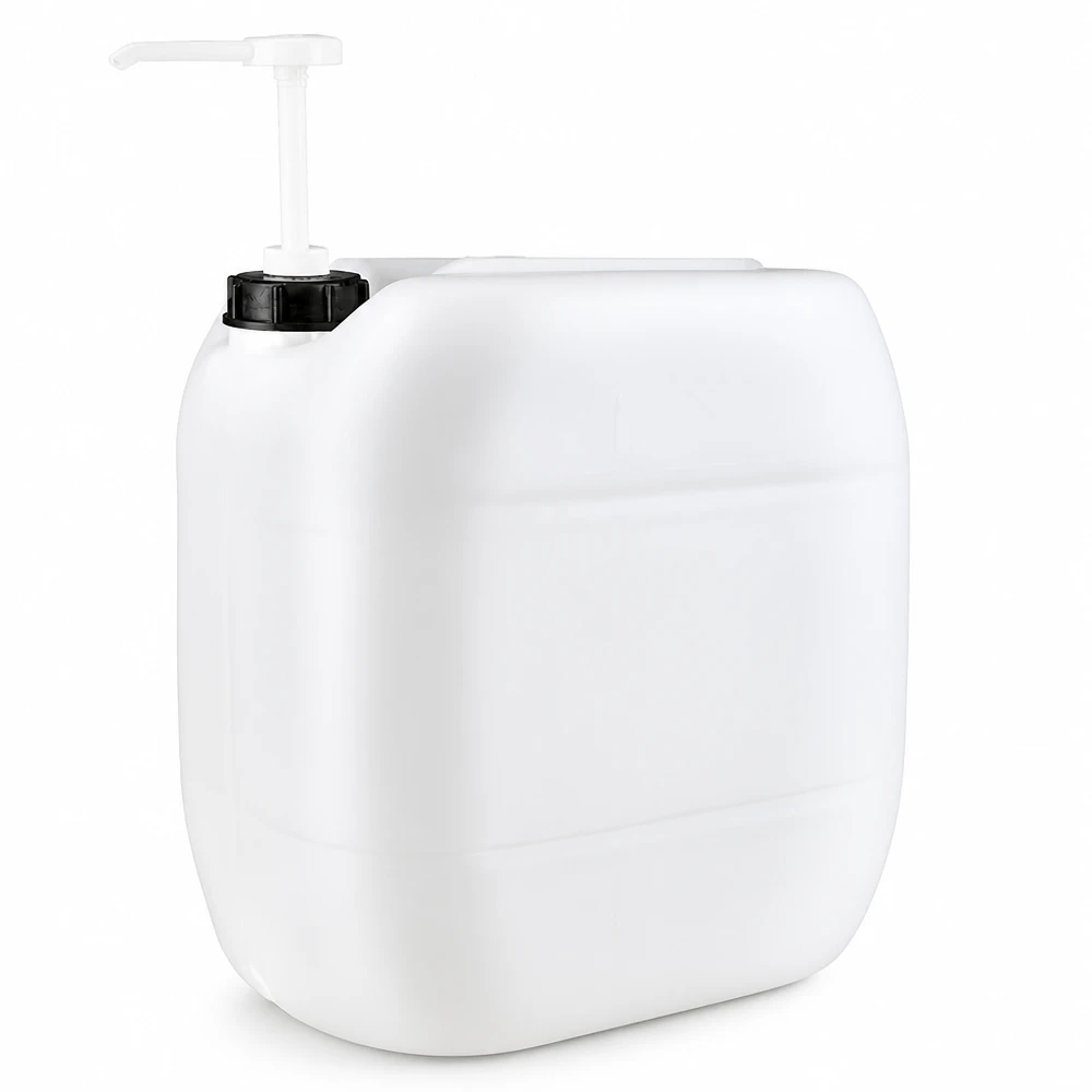 Kanystr 30 litrů s dávkovacím čerpadlem Kompakter quaderförmiger 30 Liter Kanister in Weiß mit ergonomischer Dosierpumpe