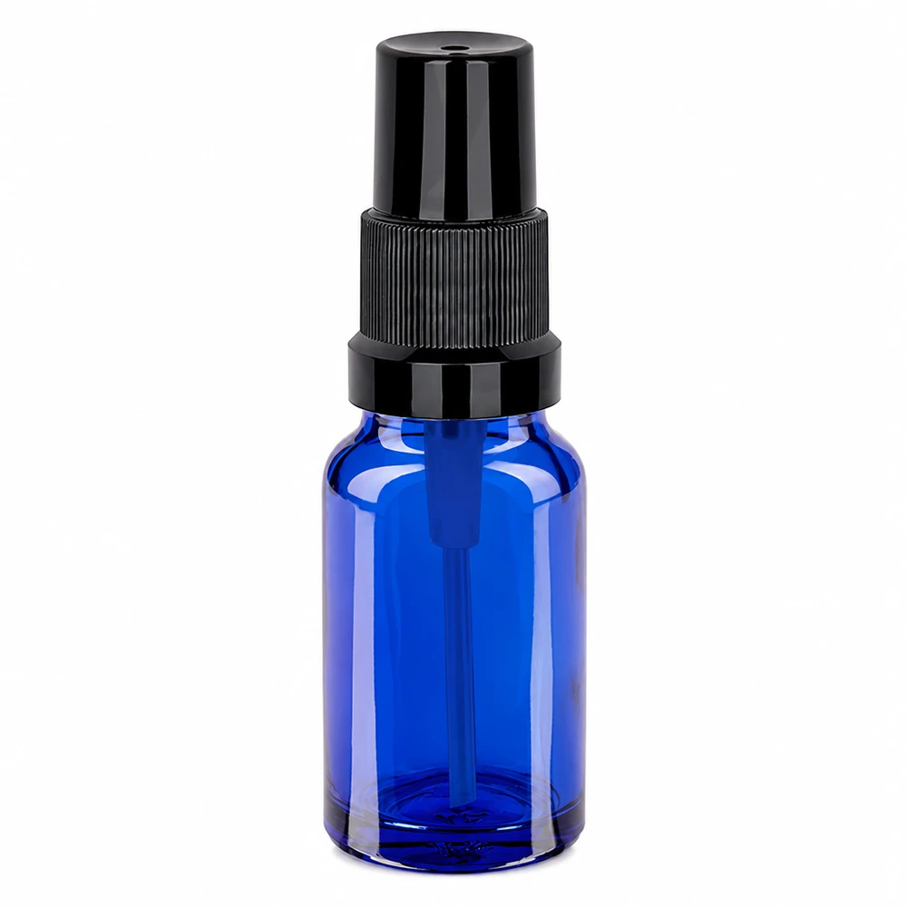 Praktische Mini-Sprayflasche 10ml blau-schwarz mit feinem Sprühnebel für präzise Dosierung