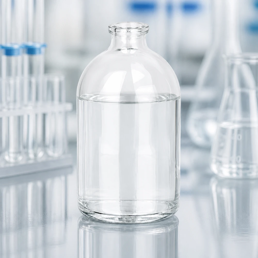 Injekční láhev z čirého skla 100ml Hochwertige Injektionsflasche Klarglas 100ml mit glatter zylindrischer Wandung
