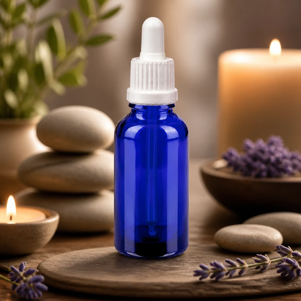 30ml professionelle Tropfflasche BlueLine UT18/30 mit UV-Schutz durch blaues Glas für lichtempfindliche Stoffe