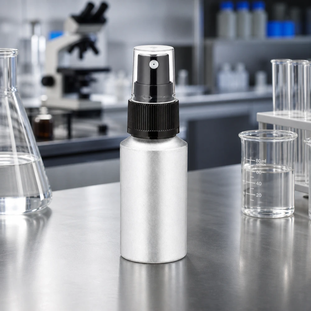 30ml mořená hliníková lahvička s rozprašovačem Professionelle 30ml gebeizte Aluminiumflasche mit Feinzerstäuber für Laboranwendungen