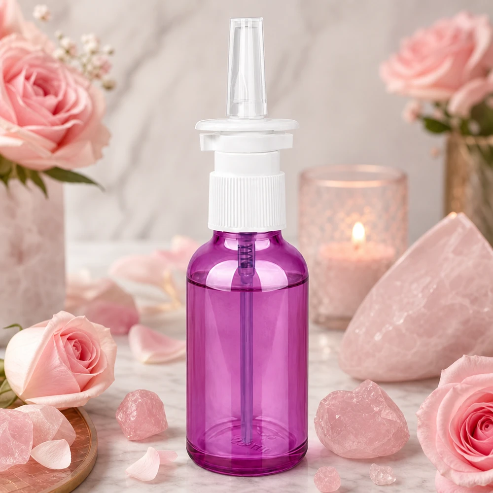 30ml lahvička s nosním rozprašovačem PurpleLine bílá/transparentní standardní. UT18/30 Wiederverwendbare 30ml Nasensprayflasche in elegantem Lila mit umweltfreundlichem Design für Nachhaltigkeit