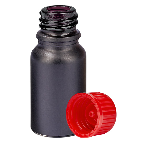 10ml láhev 11mm šroubovací uzávěr červený standard BlackLine UT18/10 10ml láhev 11mm šroubovací uzávěr červený standard BlackLine UT18/10