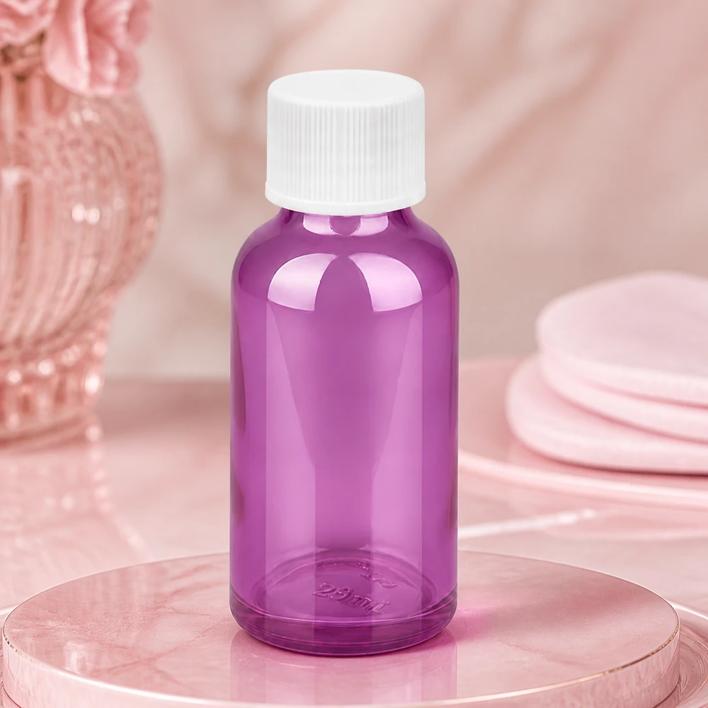 Dekorative 30ml Flasche in Amethyst-Optik mit weißem Deckel für Beauty-Produkte