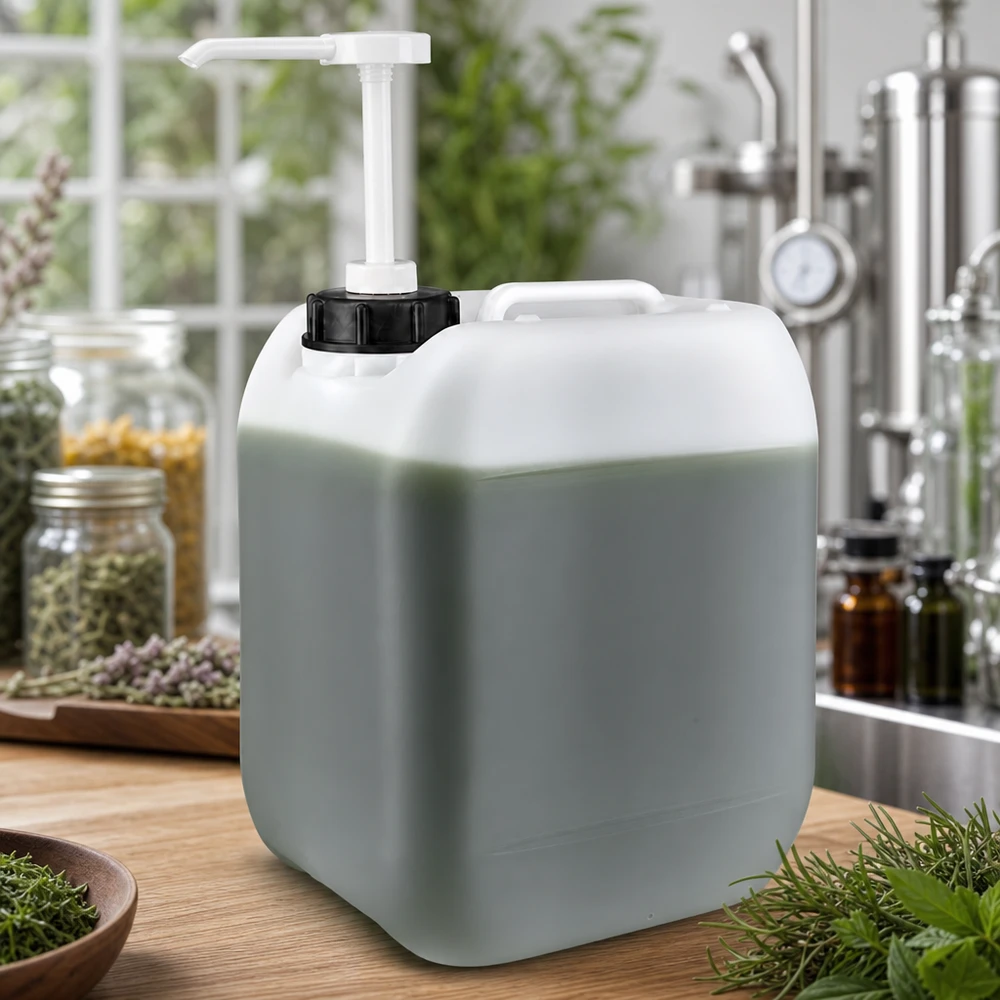 Kanystr 5 litrů s dávkovacím čerpadlem Großvolumiger Dispenserkanister 5 Liter für pflanzliche Produkte in professioneller Laborküche