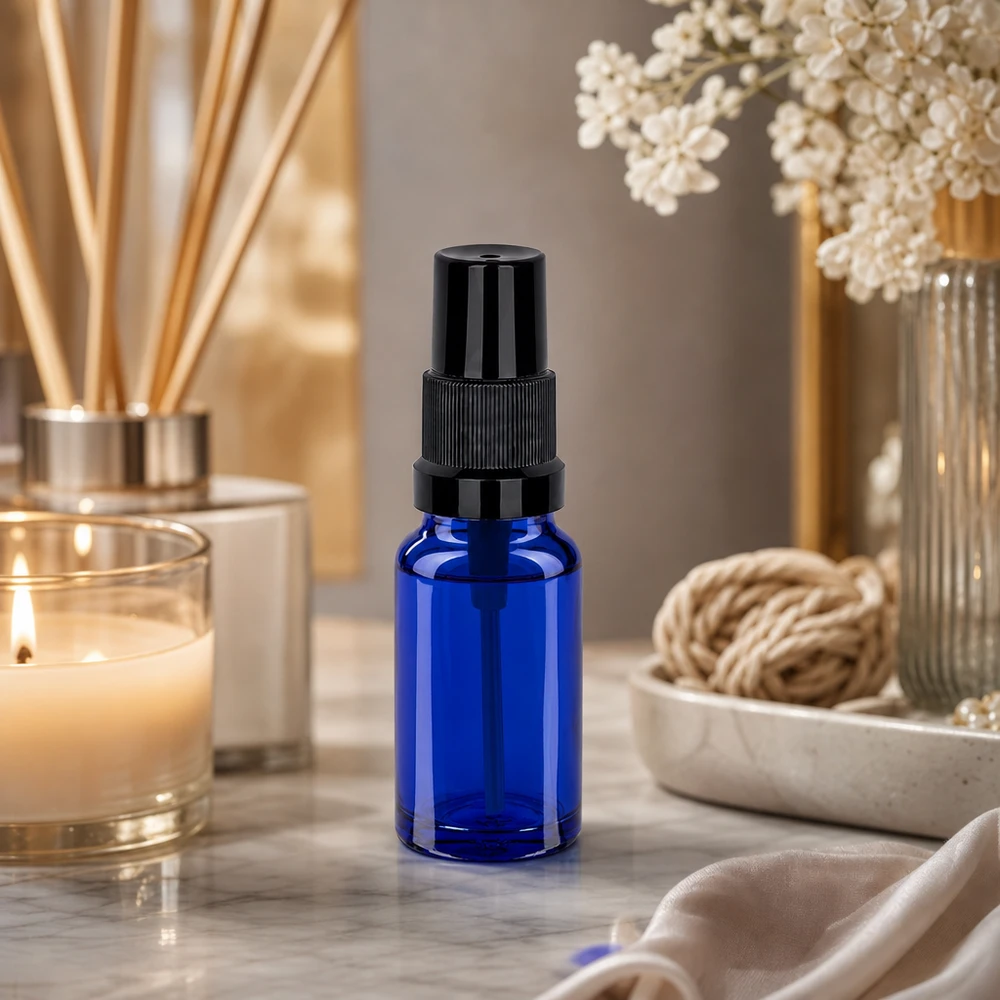 10ml lahvička s rozprašovačem černá standardní uzávěr BlueLine UT18/10 Vielseitige 10ml Sprayflasche STD BlueLine UT18/10 für Parfum Gesichtswasser und Raumspray