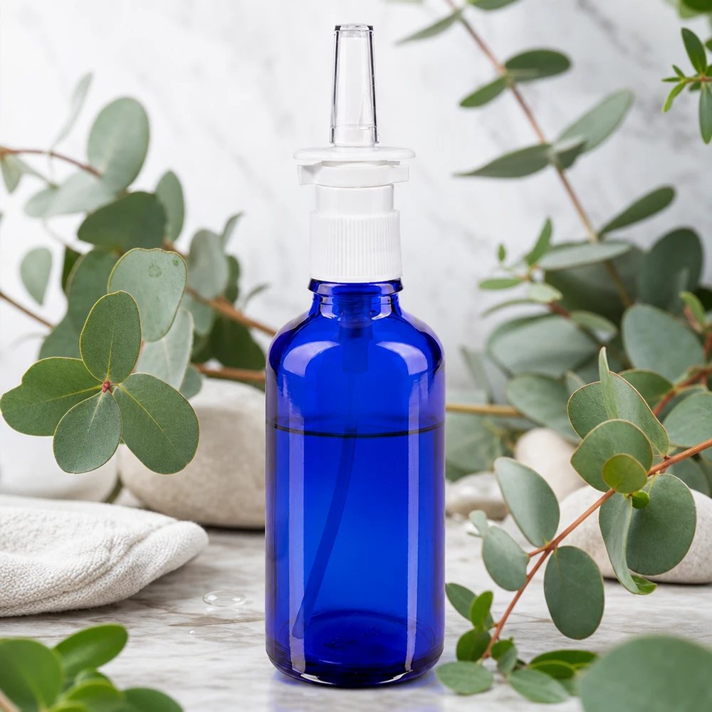 Professionelle Nasensprayflasche 50ml Kobaltglas mit präziser Sprühdüse für Apotheken