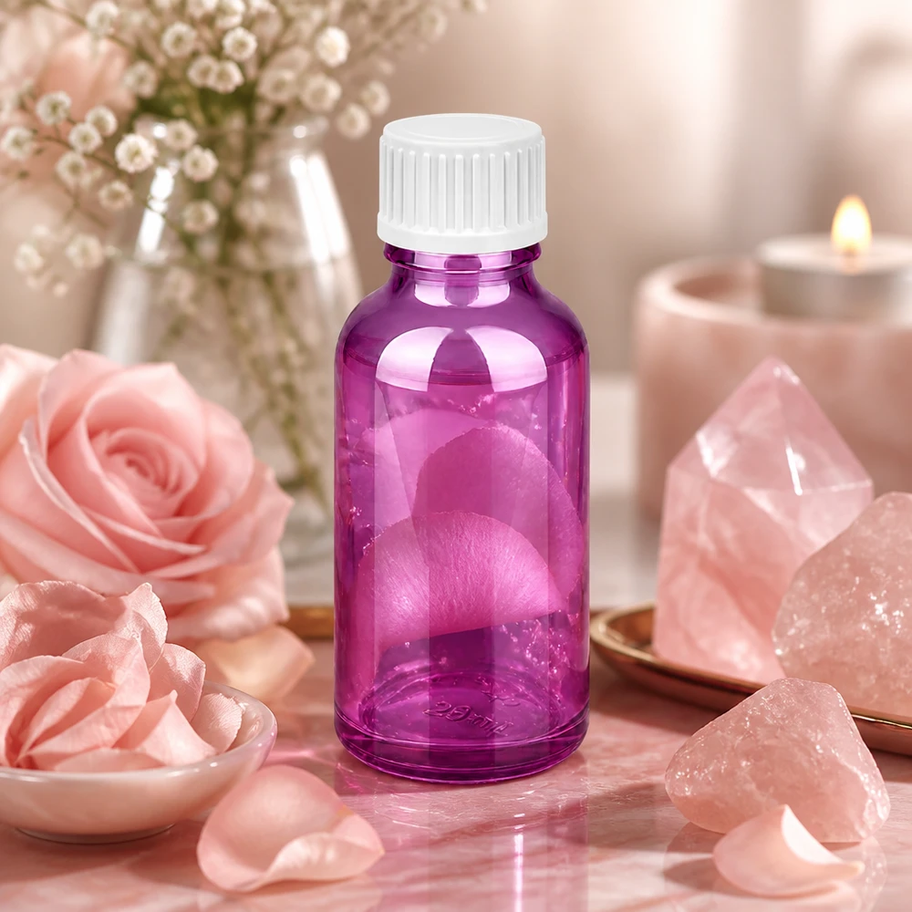 Purple Glasflasche 30ml mit 18mm Öffnung - optimal für präzise Dosierung von Wirkstoffen