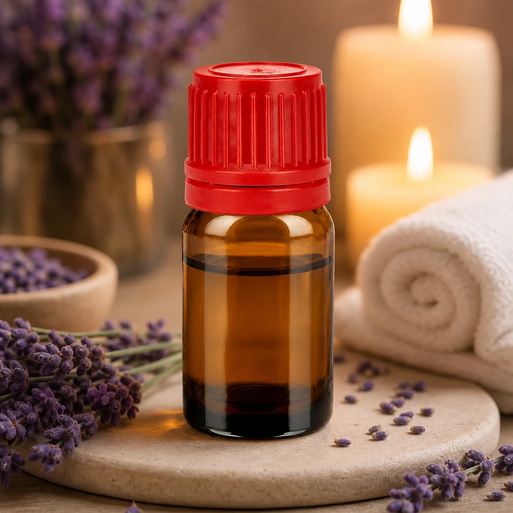 5ml lahvička 11mm šroubovací uzávěr červený uzávěr s ochranou proti manipulaci BrownLine UT18/5 Praktische 5ml Glasflasche mit ergonomischem roten Verschluss für einfache Handhabung