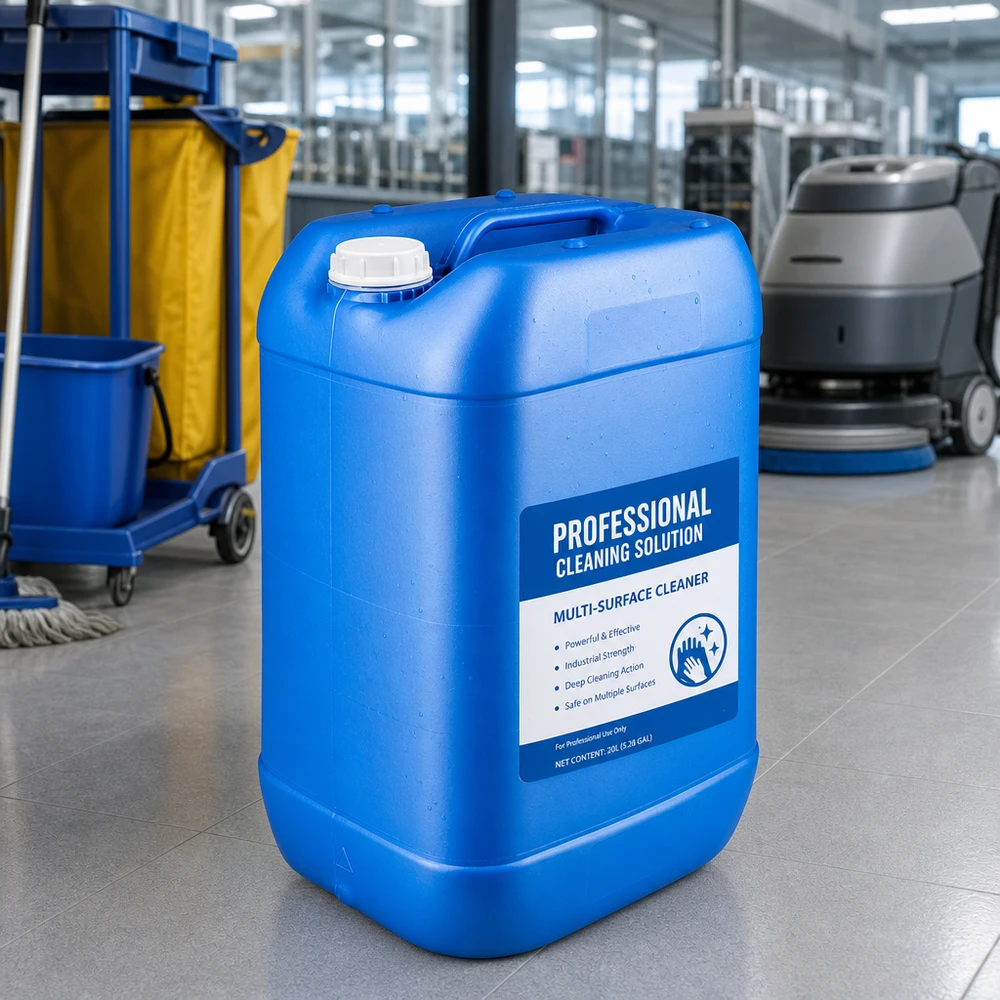 Blauer Mehrzweckkanister 25 Liter ohne Verschluss mit ergonomischem Griff für Reinigungsdienste