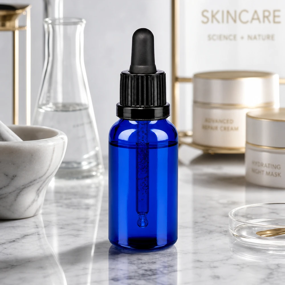 20ml pipetovací láhev černá s tamper-evidentním uzávěrem BlueLine UT18/20 Kompakte 20ml Pipettenflasche blau - optimale Portionierung von Seren und Tinkturen