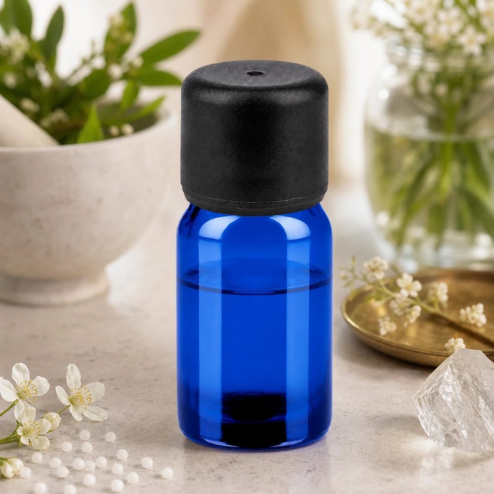 5ml láhev 6mm šroubovací uzávěr černá Standard BlueLine UT18/5 Robuste 5ml Glasflasche in Standardausführung mit schwarzem Deckel für täglichen Gebrauch