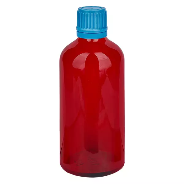 100ml láhev 11mm šroubovací uzávěr modrý uzávěr s ochranou proti manipulaci RedLine UT18/100