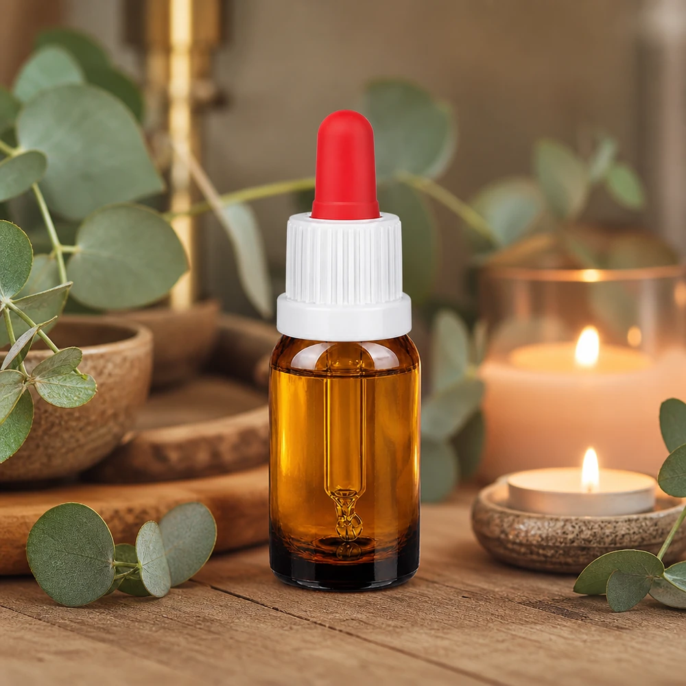10ml pipetovací láhev bílá/červený uzávěr s ochranou proti manipulaci BrownLine UT18/10 Hochwertige 10ml Tropferflasche aus braunem Glas für professionelle Anwendung in Spa und Wellness