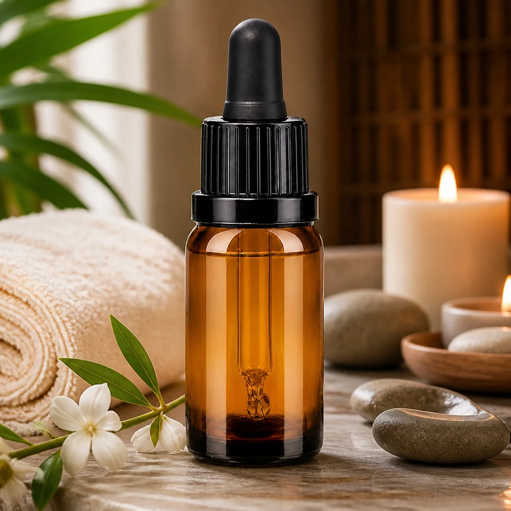 10ml pipetovací láhev černá s uzávěrem s ochranou proti manipulaci BrownLine UT18/10 10ml Glasflasche mit Pipettenaufsatz optimal für Serumherstellung und aromatherapeutische Mischungen