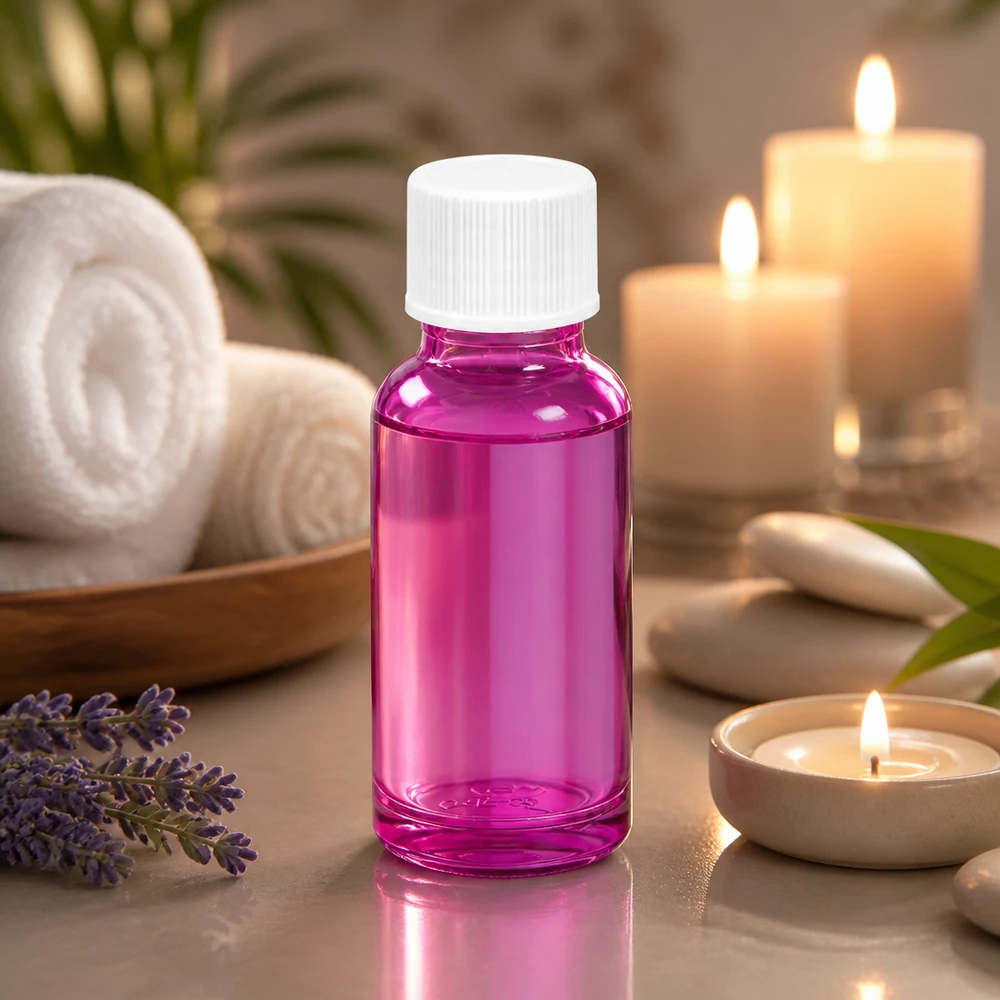 20ml láhev se šroubovacím uzávěrem 11 mm bílá standardní PurpleLine UT18/20 Dekorative purple Glasflasche 20ml mit weissem SV-Verschluss für Geschenke und Präsente