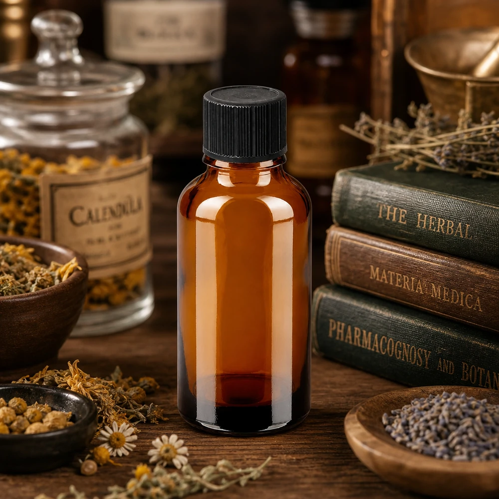 30ml lahvička s kapátkem 1mm černá standardní uzávěr BrownLine UT18/30 Laborqualität Braunglasflasche 30ml mit kontrollierter Tropfabgabe für Naturheilmittel