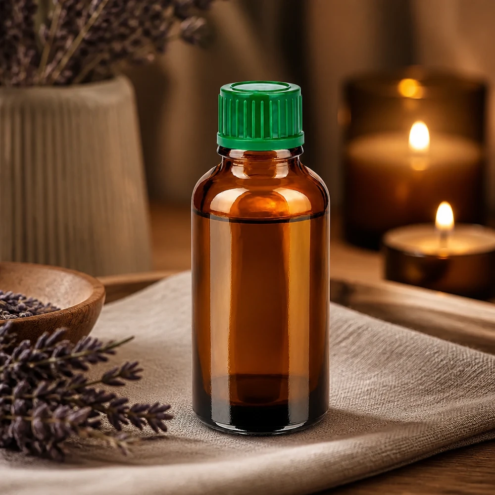 Robuste 30ml Glasflasche BrownLine Qualität mit langlebigem grünem Kunststoffverschluss