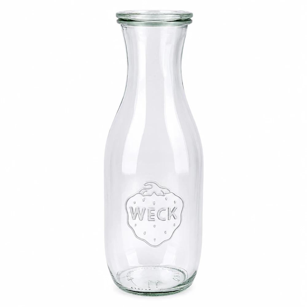 WECK Saftflasche 1062ml aus Glas mit Deckel RR60 transparente Glasflasche zum Einmachen von Säften