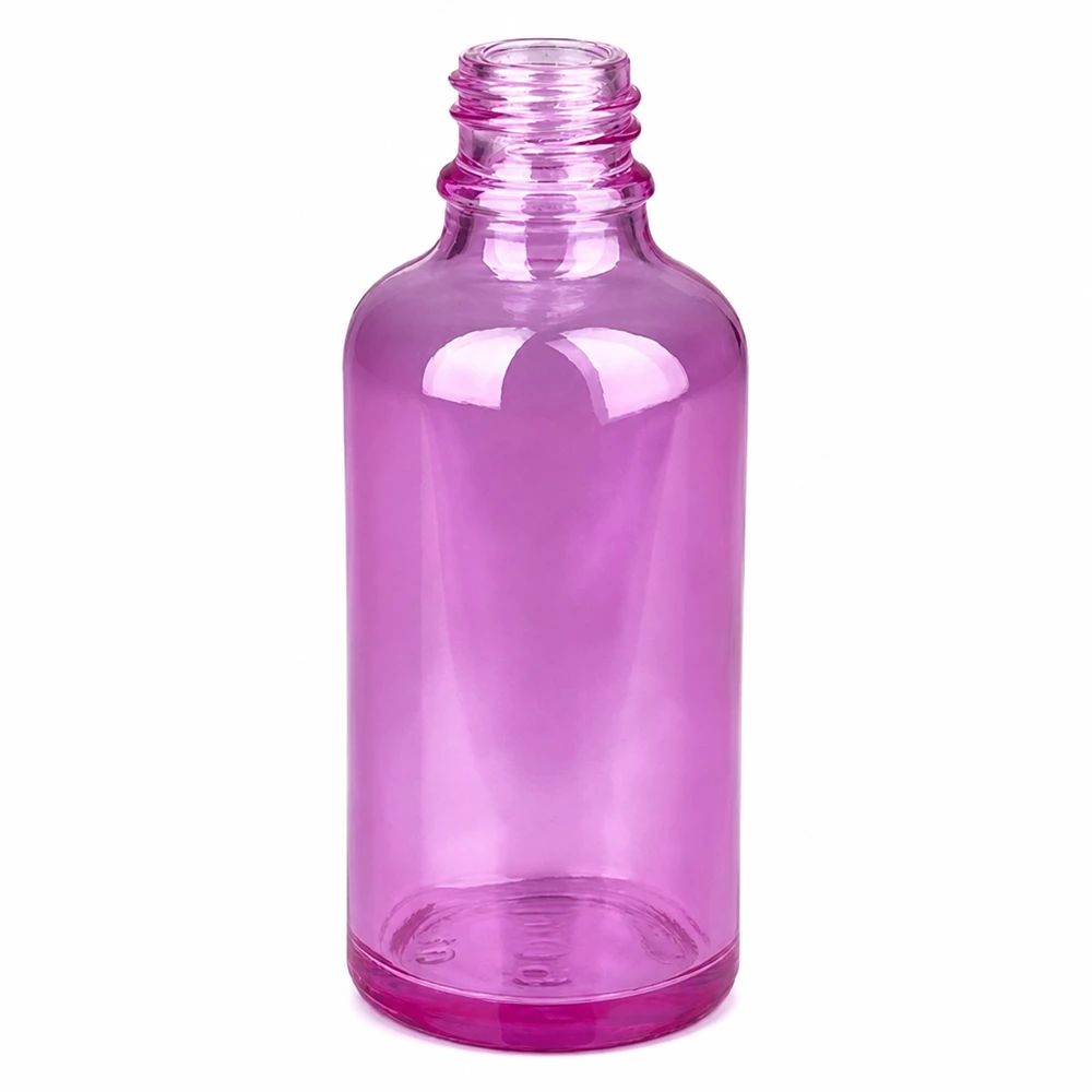 Kleine 50ml Glasflasche in Purple-Optik für Nasensprays - praktische Größe für unterwegs