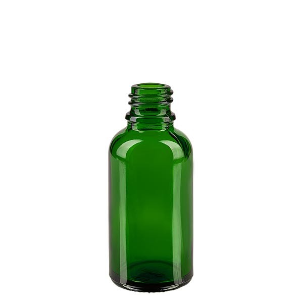 Kapací lahvička 30ml DIN 18 nalévací kroužek zelené sklo Kapací lahvička 30ml DIN 18 nalévací kroužek zelené sklo