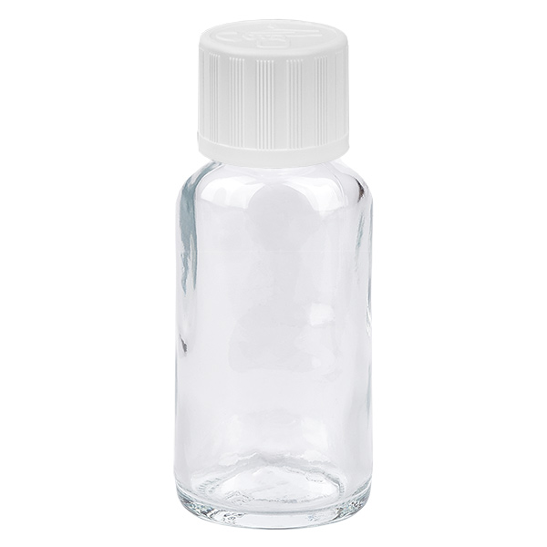 20ml lahvička 11mm šroubovací uzávěr bílý tamper-evidentní uzávěr ClearLine UT18/20 20ml lahvička 11mm šroubovací uzávěr bílý tamper-evidentní uzávěr ClearLine UT18/20