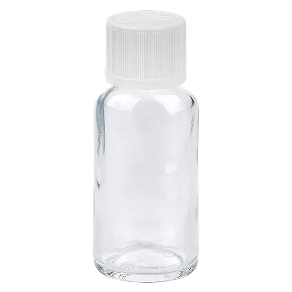 20ml lahvička 11mm šroubovací uzávěr bílý tamper-evidentní uzávěr ClearLine UT18/20