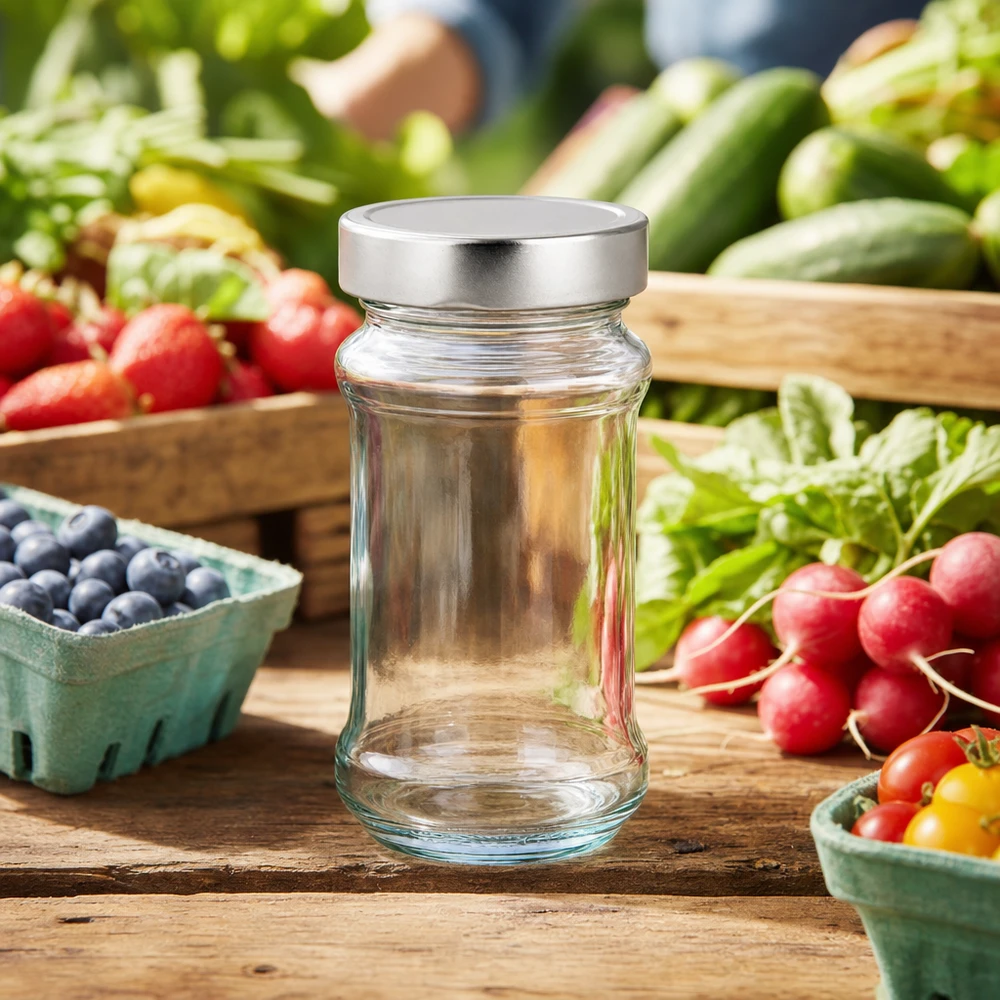 390ml kulatá skleněná nádoba + víčko BasicSeal stříbrné hluboké UT 390ml kulatá skleněná nádoba + víčko BasicSeal stříbrné hluboké UT