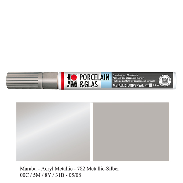 Stříbrná pastelka 1-2 mm na sklo/porcelán Stříbrná pastelka 1-2 mm na sklo/porcelán