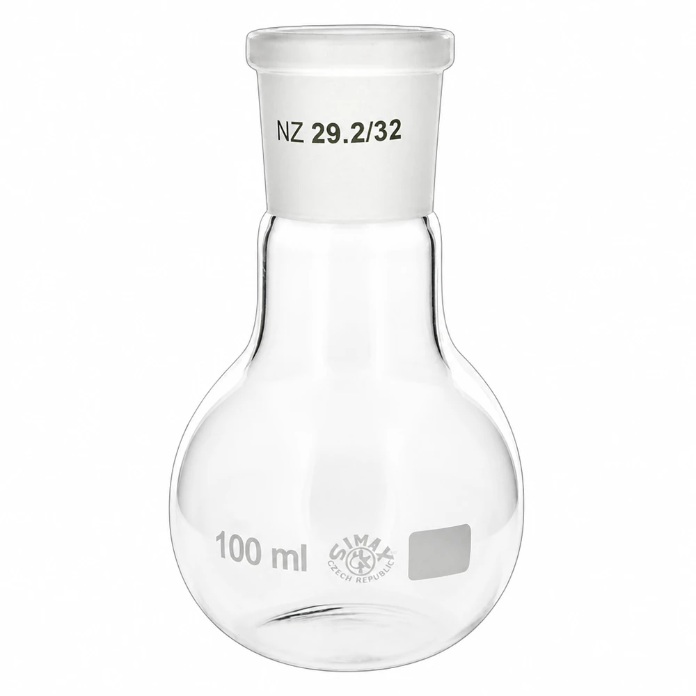 Professioneller Glasstehkolben 100ml mit Schliff NS 29/32 für Destillation und Synthese