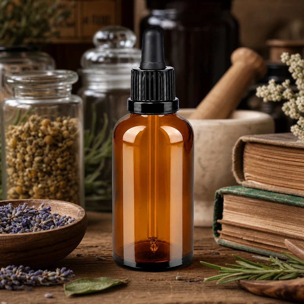 Kompakte 50ml Glasflasche mit Tropfer OV BrownLine UT18/50 perfekt für kleine Produktmengen