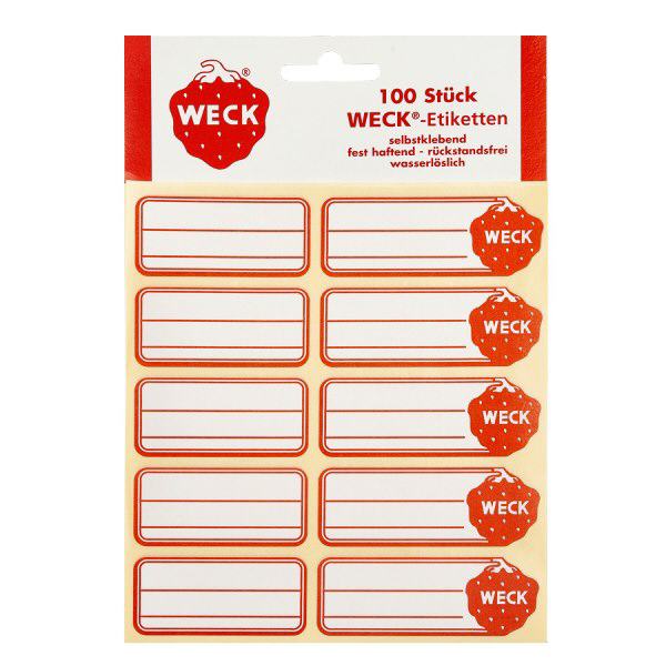 Etikety WECK 19x13 mm (balení po 100 kusech) WECK Etiketten selbstklebend 100 Stück rot-weiß für Einmachgläser Marmelade Konserven Beschriftung