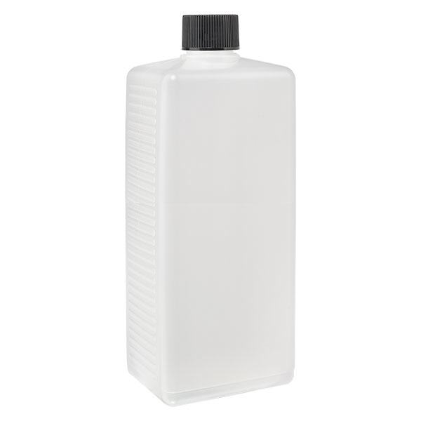 1000ml čtvercová láhev PE přírodní, s uzávěrem 1000ml čtvercová láhev PE přírodní, s uzávěrem