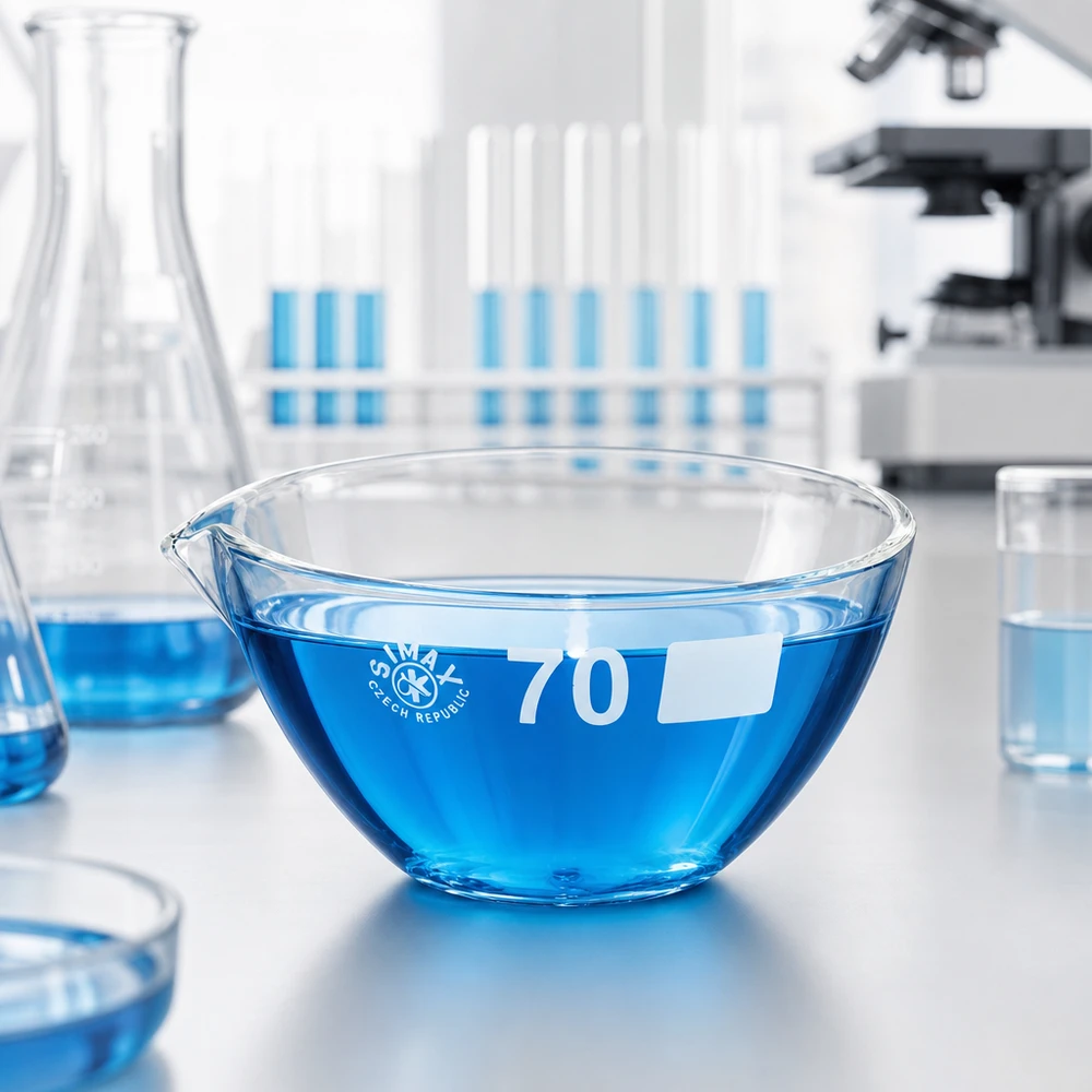60ml odpařovací miska s výlevkou borosilikátová ø70mm 60ml Abdampfschale mit Ausguss aus temperaturbeständigem Borosilikat für thermische Anwendungen