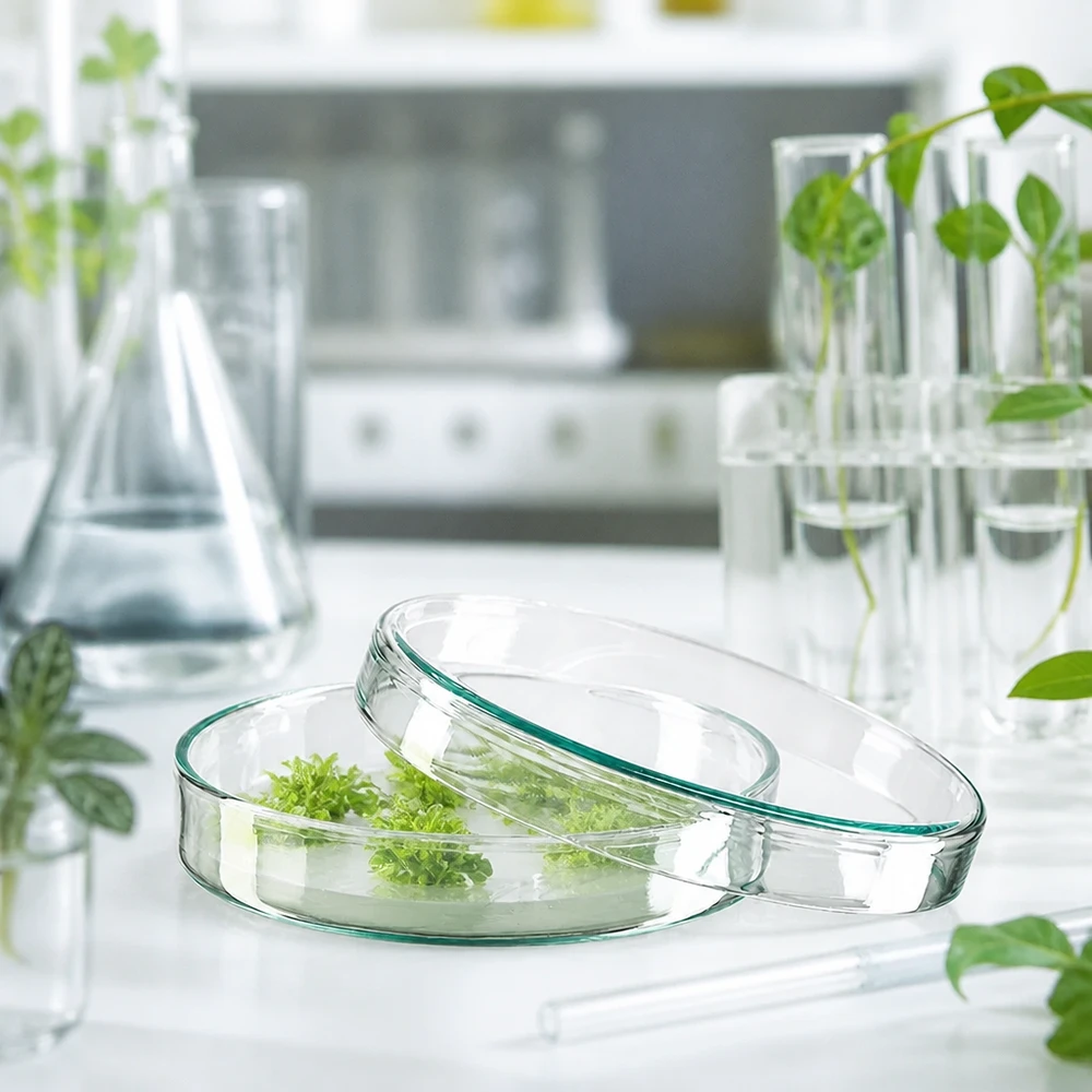 Petriho miska 100x20mm sklo Petrischale Glas 100x20mm für In-vitro-Pflanzenanzucht und Zellkultur im Forschungslabor