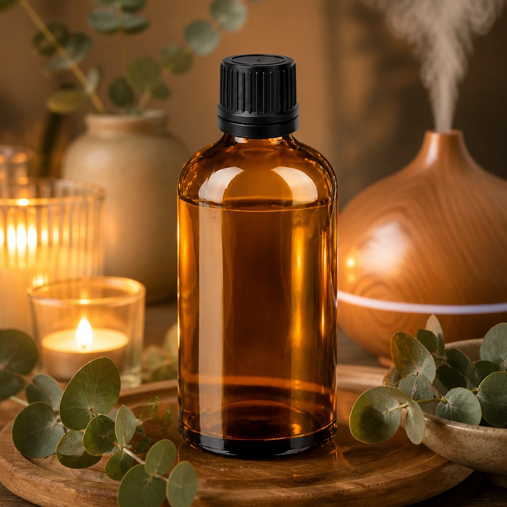 100ml kapátko lahvička 1mm černá tamper-evident uzávěr BrownLine UT18/100 100ml Apothekerflasche mit schwarzem OV-Verschluss für hygienische Lagerung von Flüssigkeiten