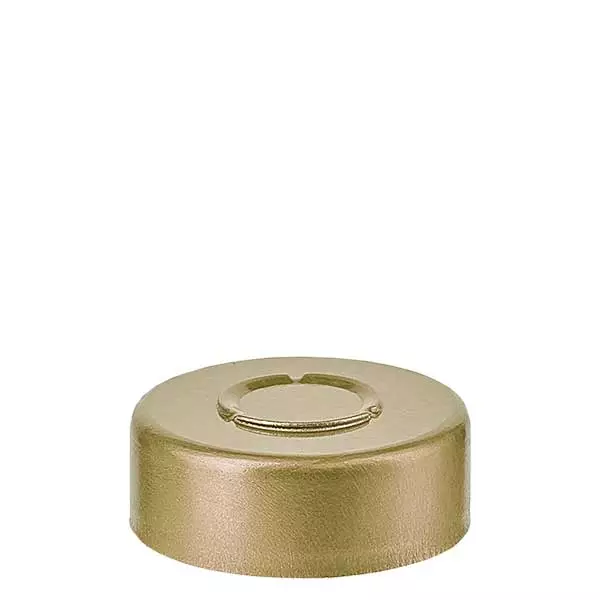 Krimpovací uzávěr 20,25 x 7,4 mm se středovým odtržením, zlatý Krimpovací uzávěr 20,25 x 7,4 mm se středovým odtržením, zlatý