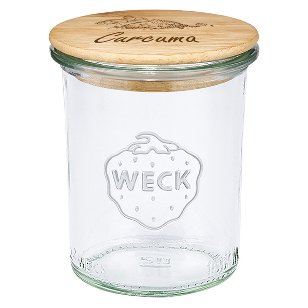 Couvercle en bois "Curcuma" avec verre WECK 160ml Couvercle en bois "Curcuma" avec verre WECK 160ml