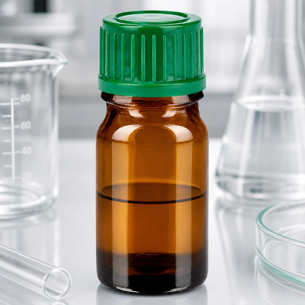 5ml lahvička 11mm šroubovací uzávěr zelená Standard BrownLine UT18/5 Präzisions-Glasflasche 5ml mit grünem Kunststoffverschluss für wissenschaftliche Zwecke