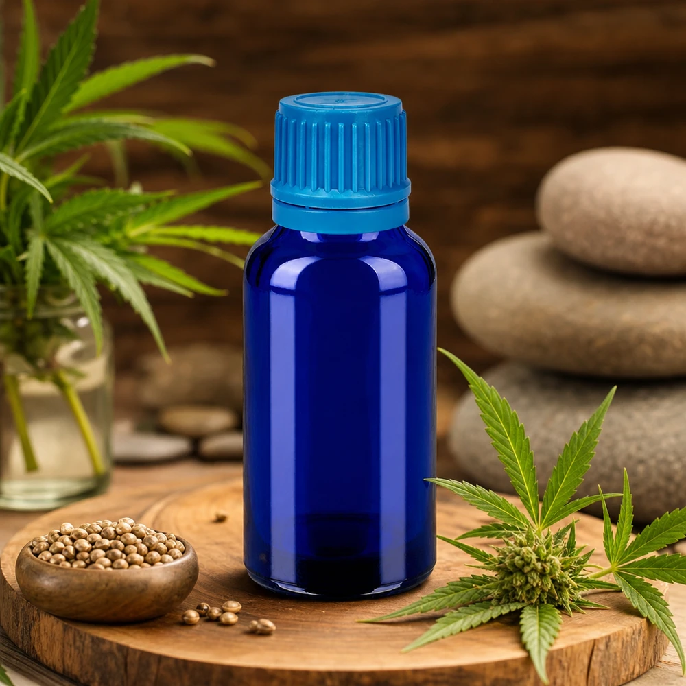 Handliche 30ml Blauglasflasche mit tropfsicherem Gewinde für Basteln und DIY-Projekte