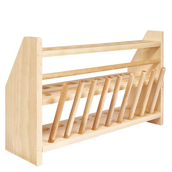 D&#345;ev&#283;n&#233; stojany na zkumavky, na sklenice do &#216; cca 18 mm, na 18 sklenic, s 9 ty&#269;emi