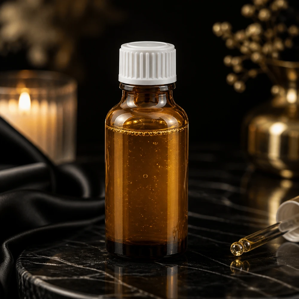Lékárenská láhev hnědá 20ml kapací uzávěr bílý 0,8mm standardní Elegante braune 20ml Tropfflasche mit weißem Verschluss für Serum und Öle