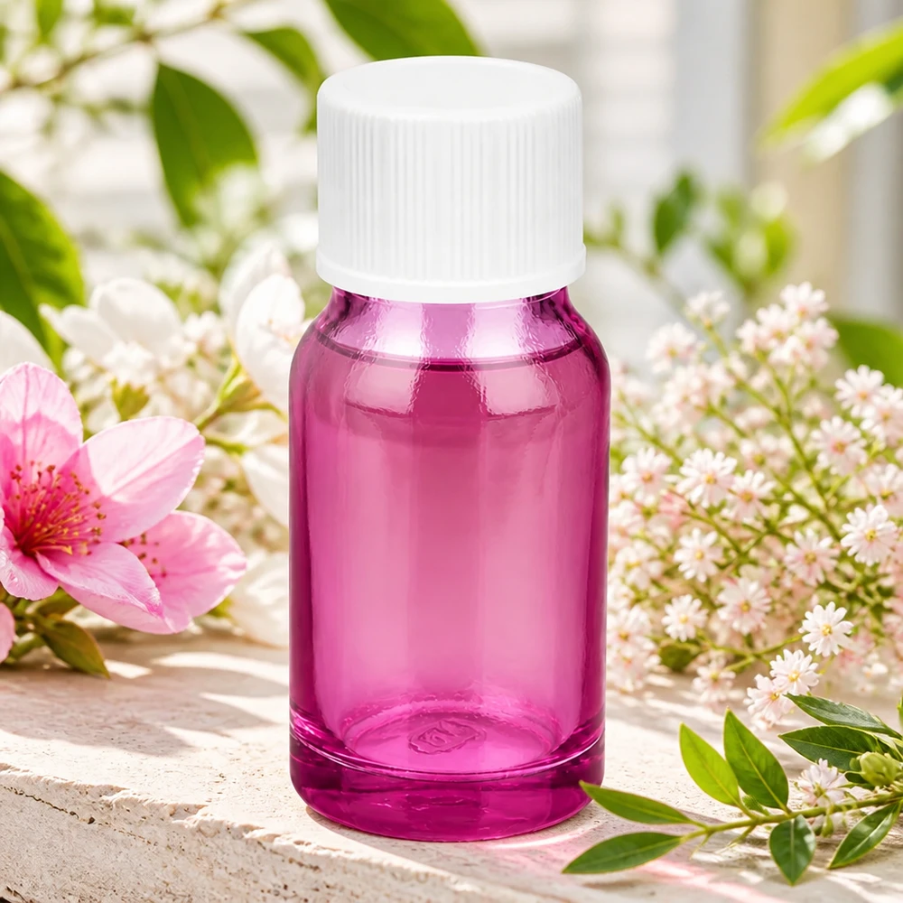 10ml láhev se šroubovacím uzávěrem 11 mm bílá standardní PurpleLine UT18/10 Transparente 10ml Flasche in elegantem Violett mit weißem Standardverschluss für Sichtbarkeit