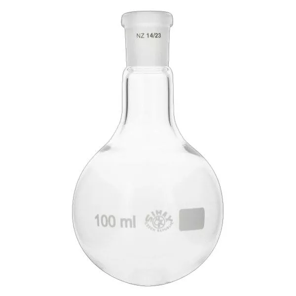 Baňka s kulatým dnem 100 ml se standardním broušeným spojem (14/23) Baňka s kulatým dnem 100 ml se standardním broušeným spojem (14/23)